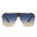 Ochelari de soare oversized bărbați, ramă aluminiu, UV – Techsuit 2576 – Auriu / albastru-maro – imagine 9