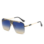 Ochelari de soare oversized bărbați, ramă aluminiu, UV – Techsuit 2576 – Auriu / albastru-maro – imagine 10
