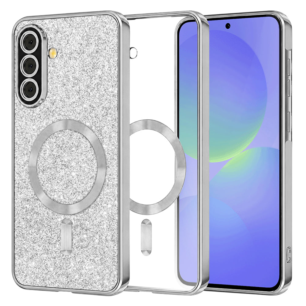 Husă Techsuit Luxury Glitter MagSafe Galaxy A36 5G / A56 5G – Argintiu – imagine 3