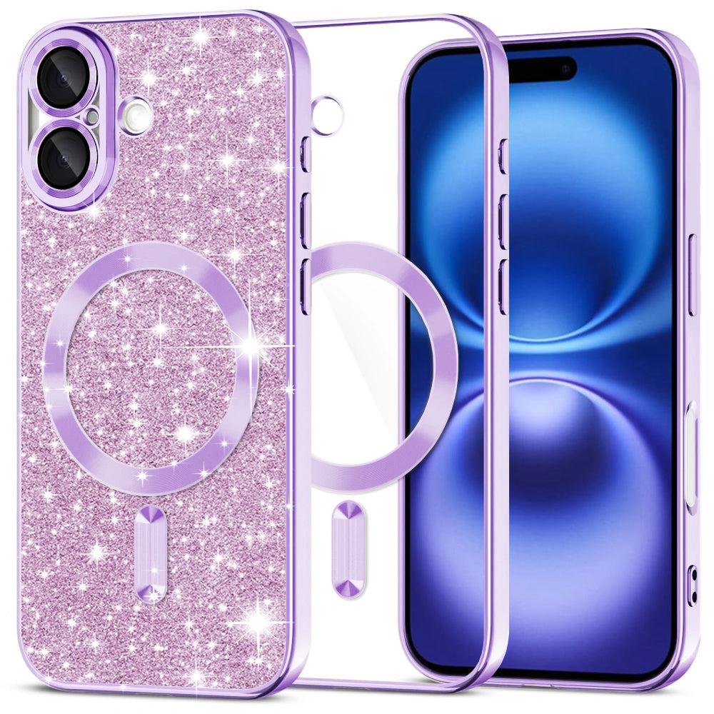 Husă Techsuit Luxury Glitter MagSafe iPhone 16 – Mov deschis – imagine 4