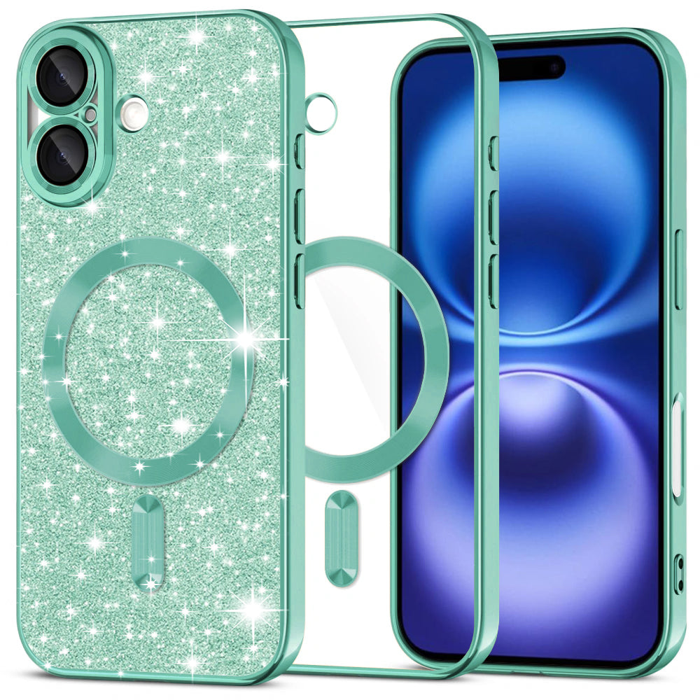 Husă Techsuit Luxury Glitter MagSafe iPhone 16 – Verde deschis – imagine 8