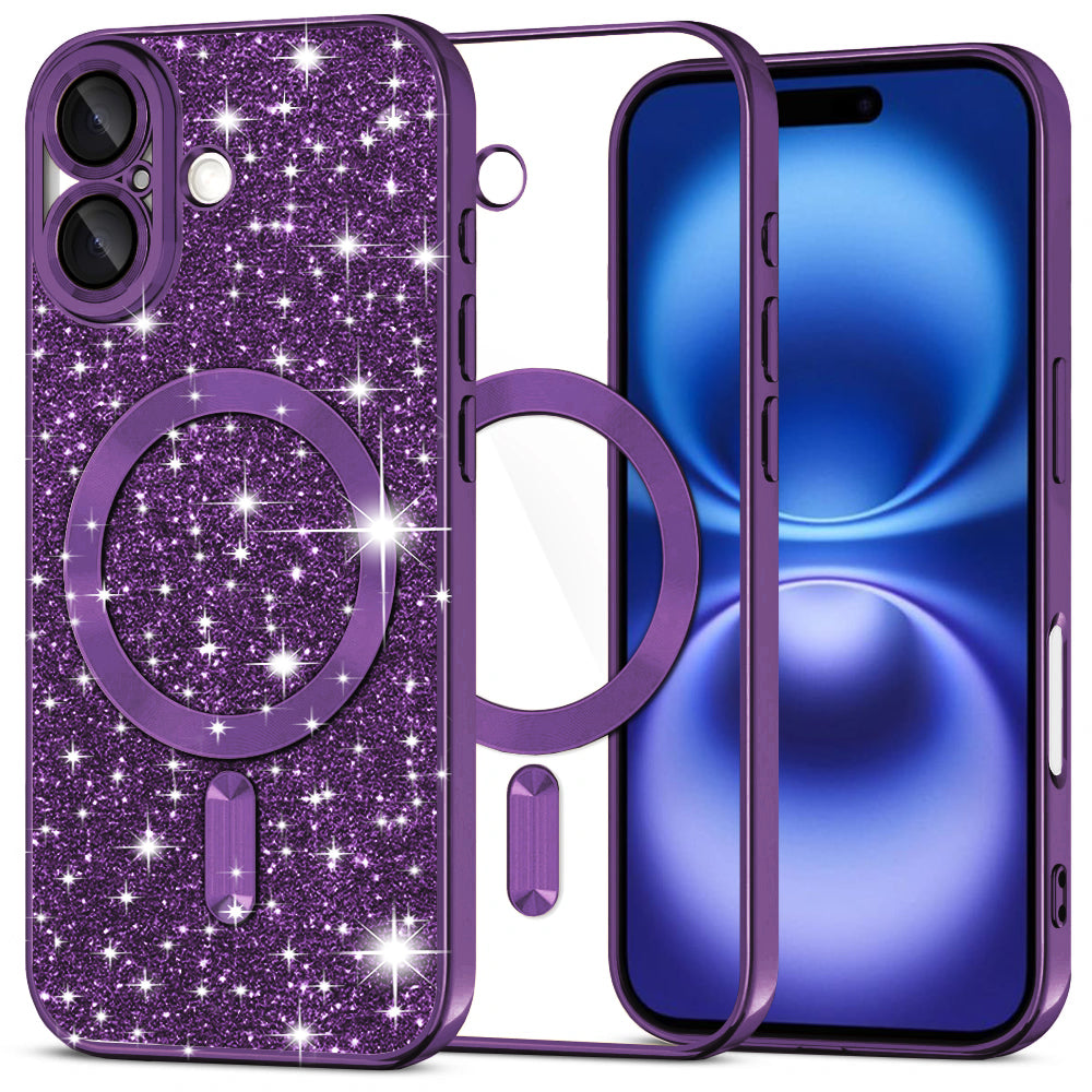 Husă Techsuit Luxury Glitter MagSafe iPhone 16 – Mov închis – imagine 3