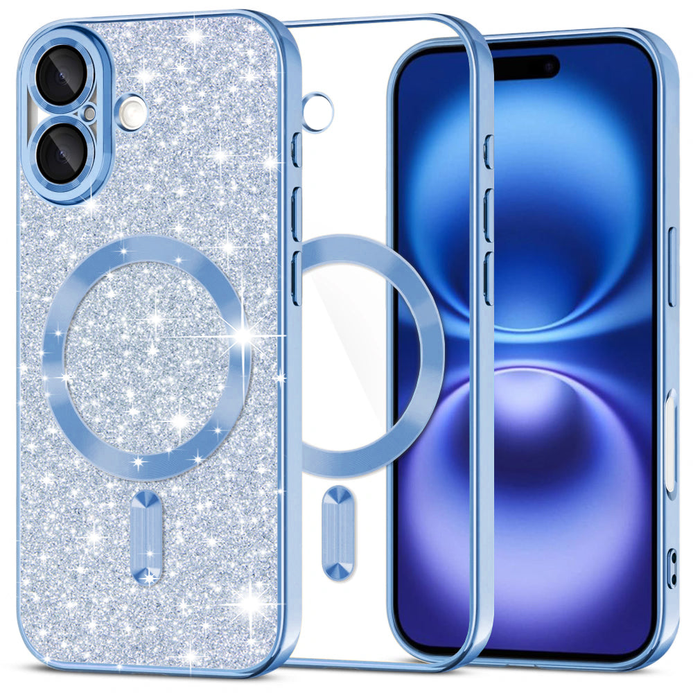 Husă Techsuit Luxury Glitter MagSafe iPhone 16 – Albastru deschis – imagine 7