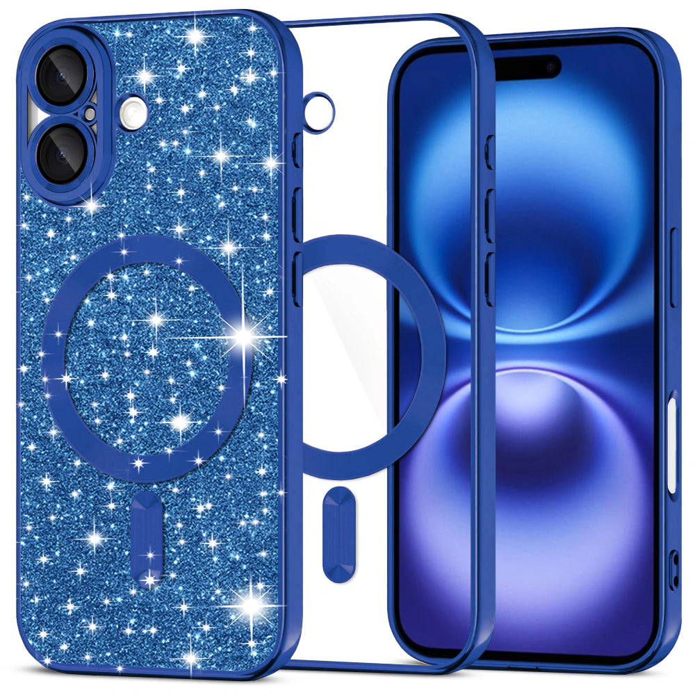 Husă Techsuit Luxury Glitter MagSafe iPhone 16 – Albastru închis – imagine 9