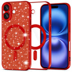 Husă Techsuit Luxury Glitter MagSafe iPhone 16 – Roșu – imagine 1