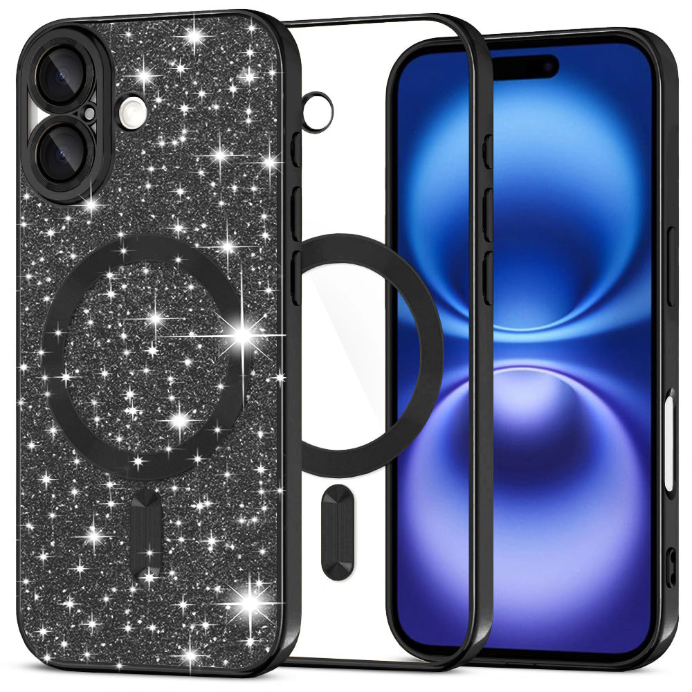 Husă Techsuit Luxury Glitter MagSafe iPhone 16 – Negru – imagine 2