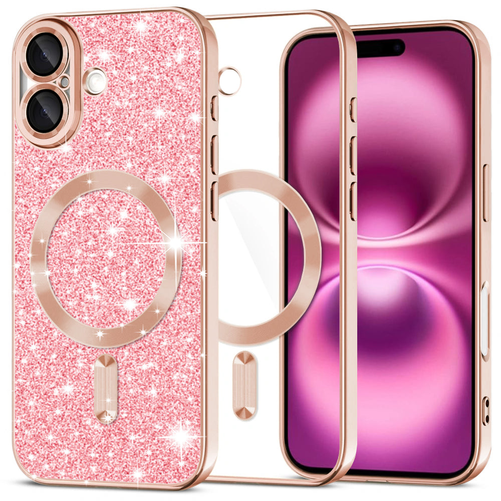 Husă Techsuit Luxury Glitter MagSafe iPhone 16 Plus – Auriu roz – imagine 6