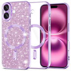 Husă Techsuit Luxury Glitter MagSafe iPhone 16 Plus – Mov deschis – imagine 5