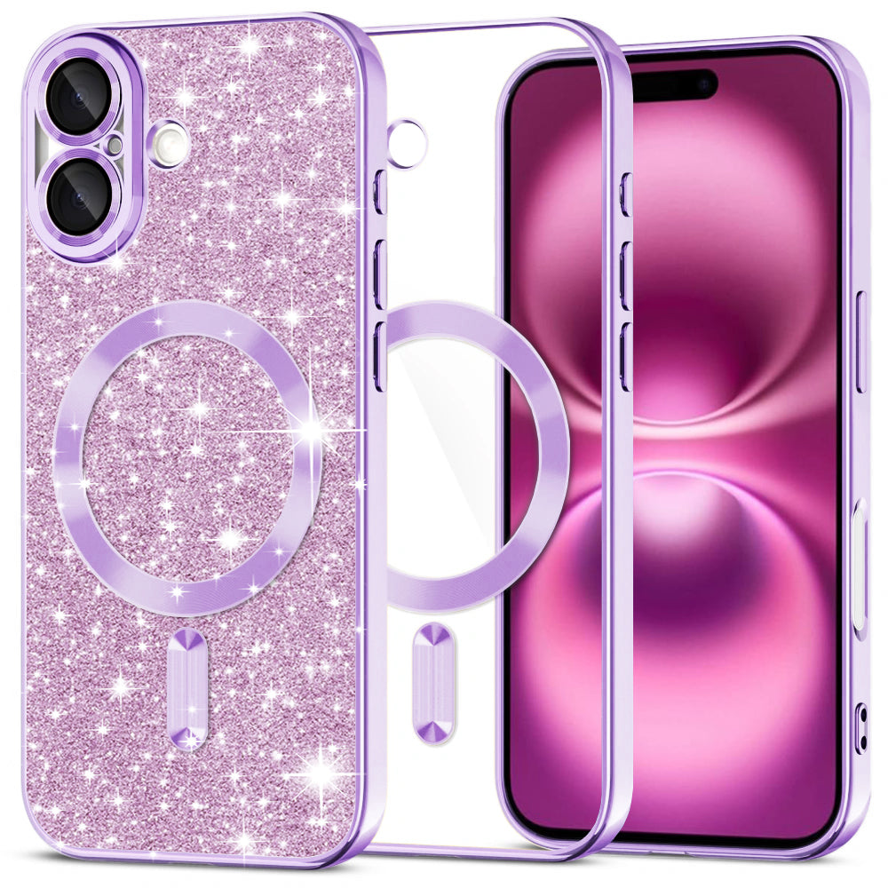 Husă Techsuit Luxury Glitter MagSafe iPhone 16 Plus – Mov deschis – imagine 5