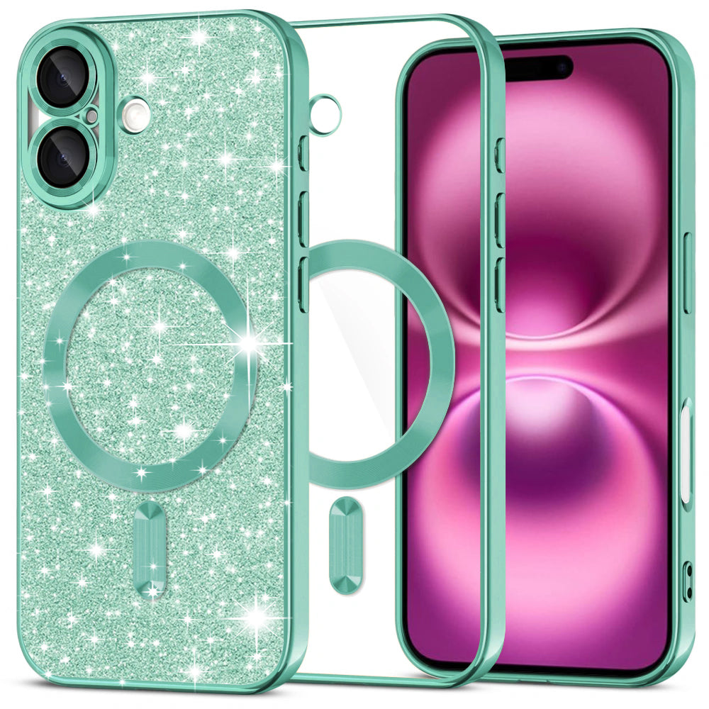 Husă Techsuit Luxury Glitter MagSafe iPhone 16 Plus – Verde deschis – imagine 7