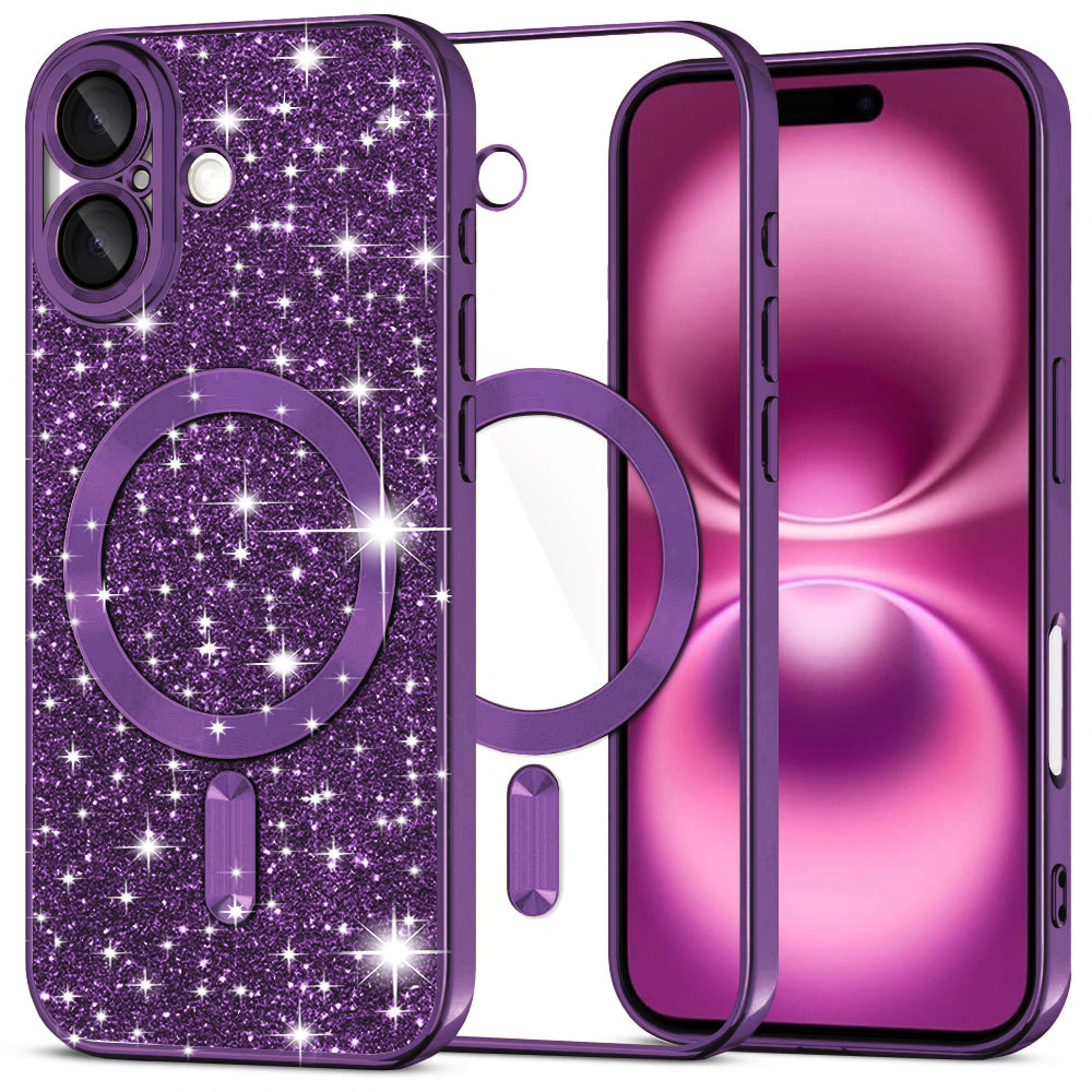 Husă Techsuit Luxury Glitter MagSafe iPhone 16 Plus – Mov închis – imagine 8