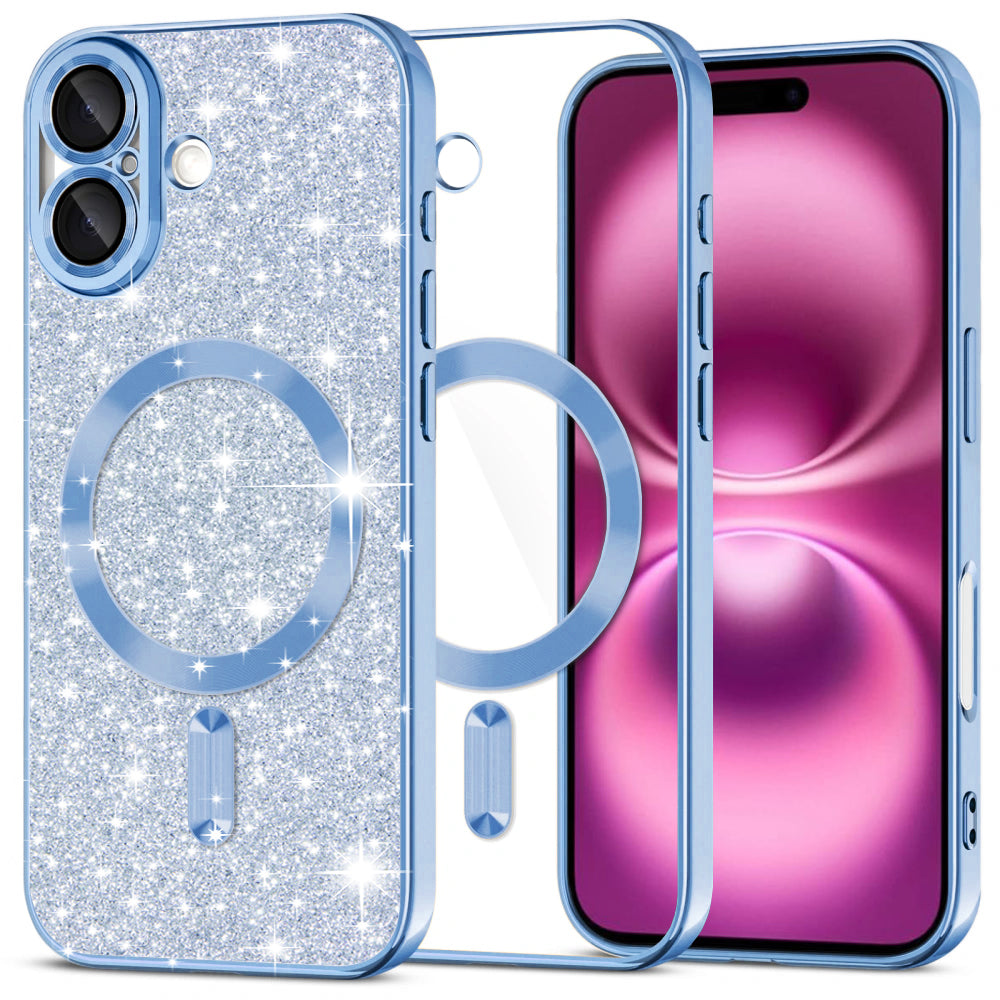 Husă Techsuit Luxury Glitter MagSafe iPhone 16 Plus – Albastru deschis – imagine 9