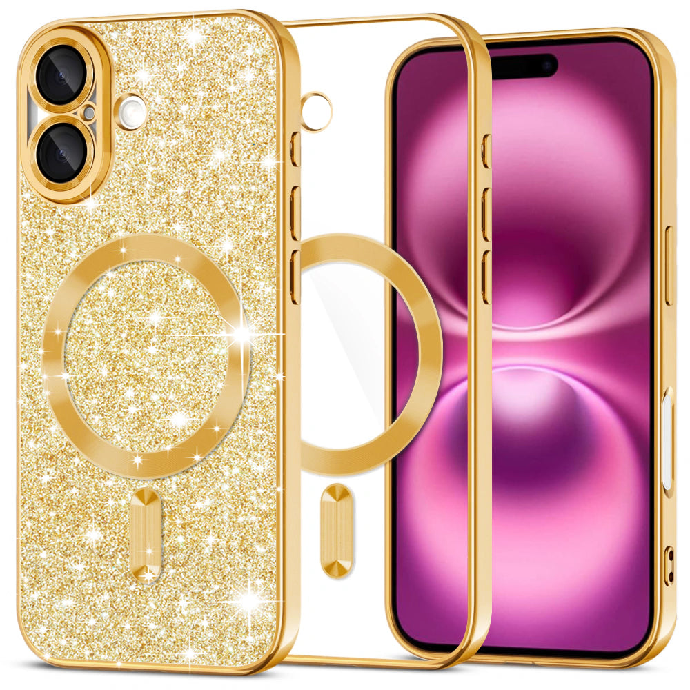 Husă Techsuit Luxury Glitter MagSafe iPhone 16 Plus – Auriu – imagine 3