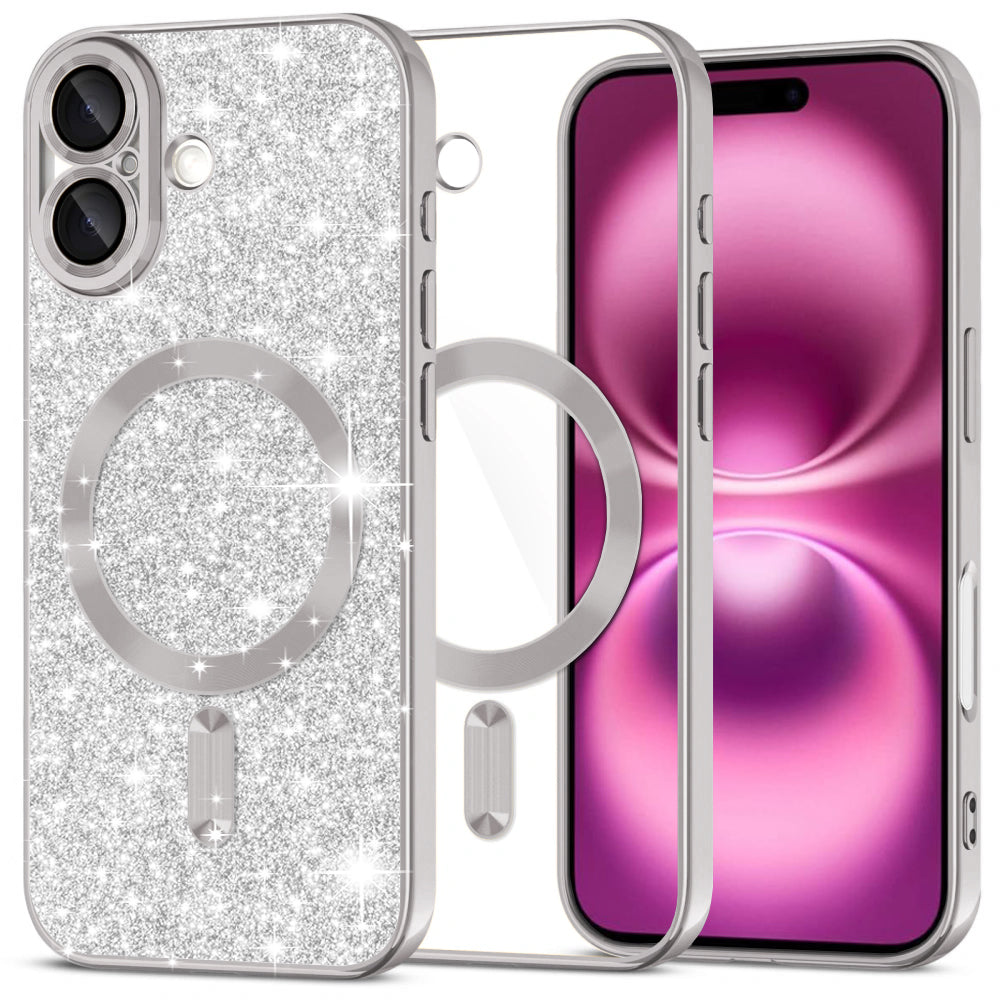 Husă Techsuit Luxury Glitter MagSafe iPhone 16 Plus – Argintiu – imagine 2