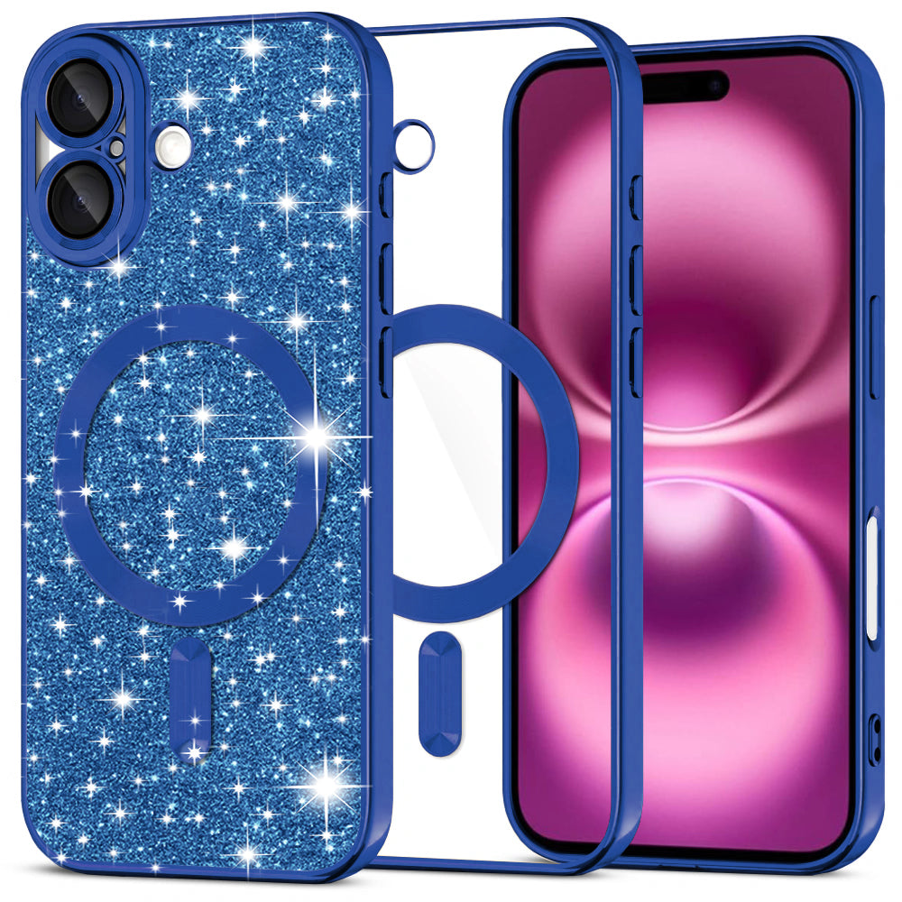 Husă Techsuit Luxury Glitter MagSafe iPhone 16 Plus – Albastru închis – imagine 11