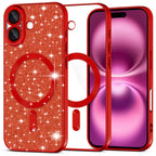 Husă Techsuit Luxury Glitter MagSafe iPhone 16 Plus – Roșu – imagine 4