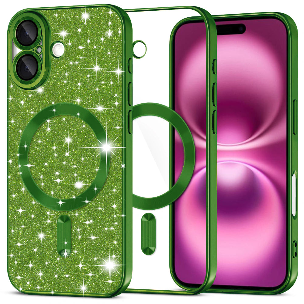Husă Techsuit Luxury Glitter MagSafe iPhone 16 Plus – Verde închis – imagine 10