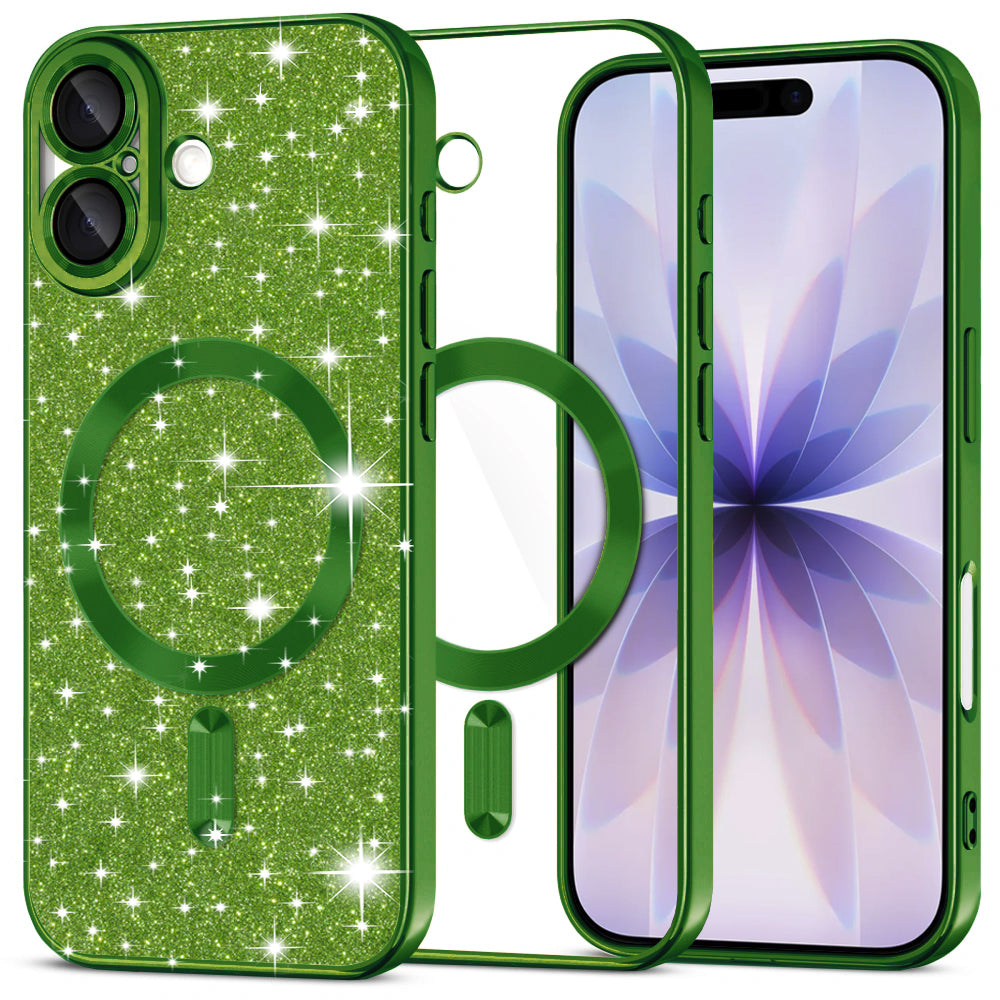 Husă Techsuit Luxury Glitter MagSafe iPhone 17 – Verde închis – imagine 5