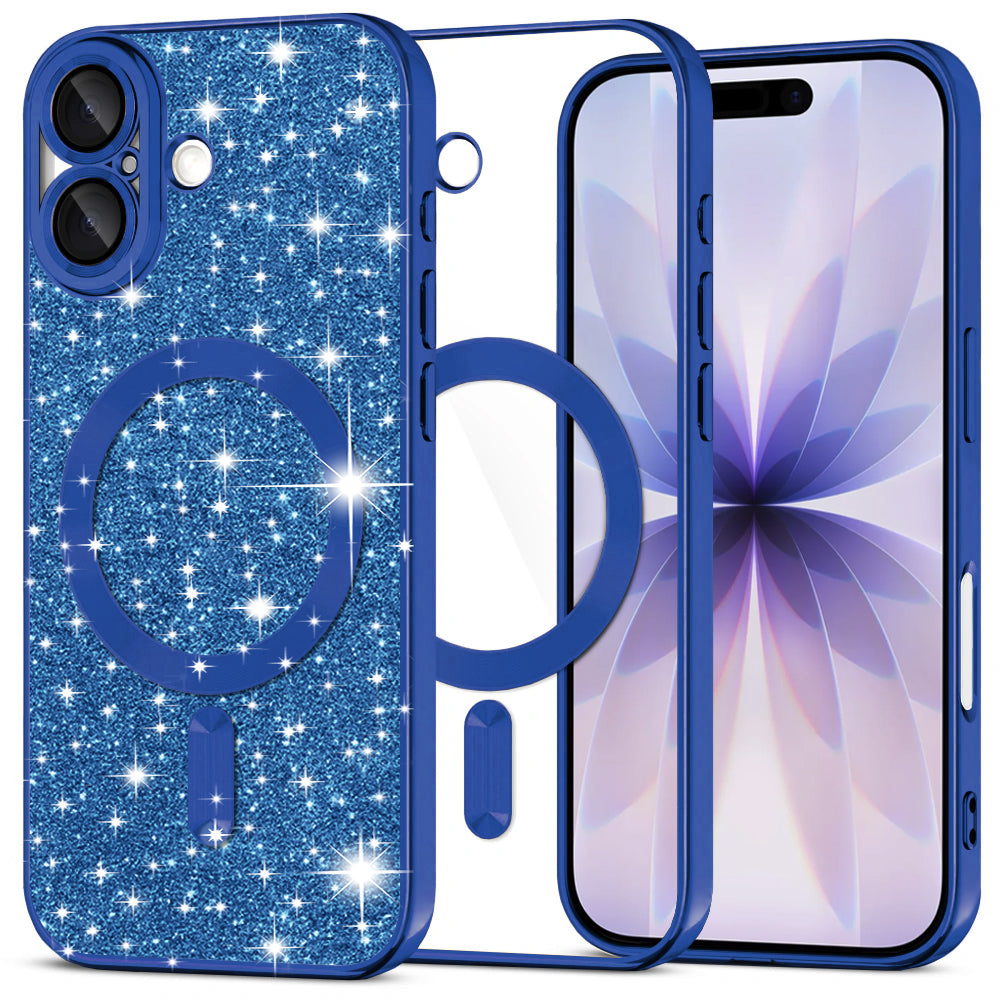 Husă Techsuit Luxury Glitter MagSafe iPhone 17 – Albastru închis – imagine 4