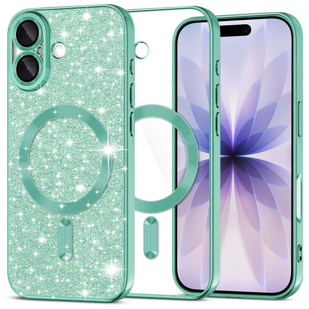 Husă Techsuit Luxury Glitter MagSafe iPhone 17 – Verde deschis – imagine 3