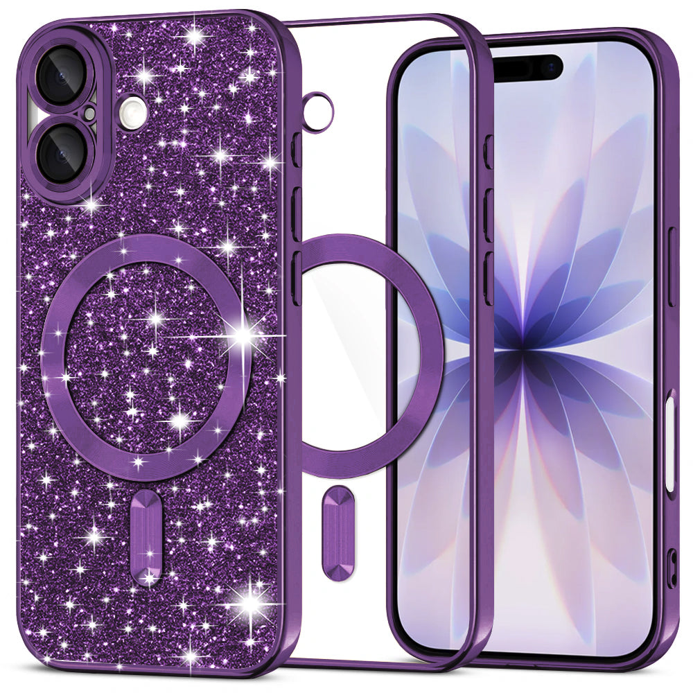 Husă Techsuit Luxury Glitter MagSafe iPhone 17 – Mov închis – imagine 2
