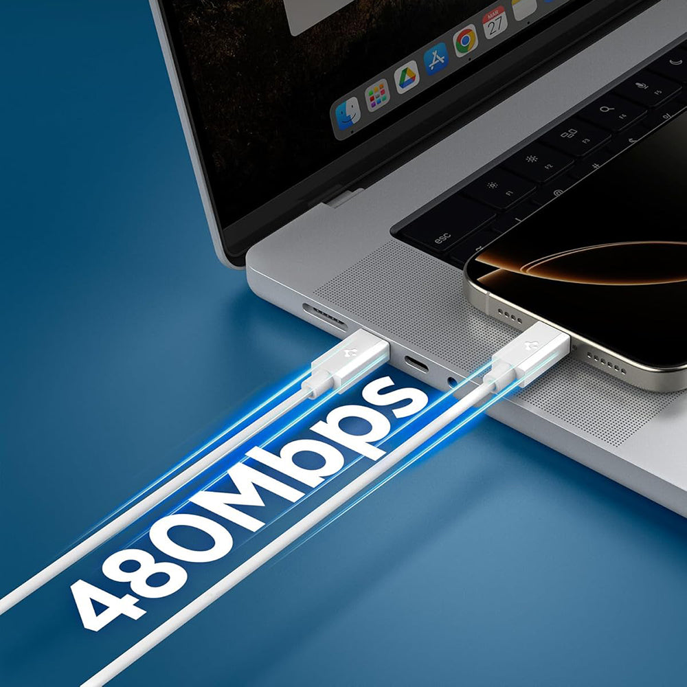 Cablu Spigen Essential EB6015CC USB-C la USB-C 1,5 m – Alb – imagine 10