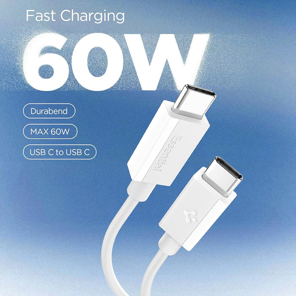Cablu Spigen Essential EB6015CC USB-C la USB-C 1,5 m – Alb – imagine 9