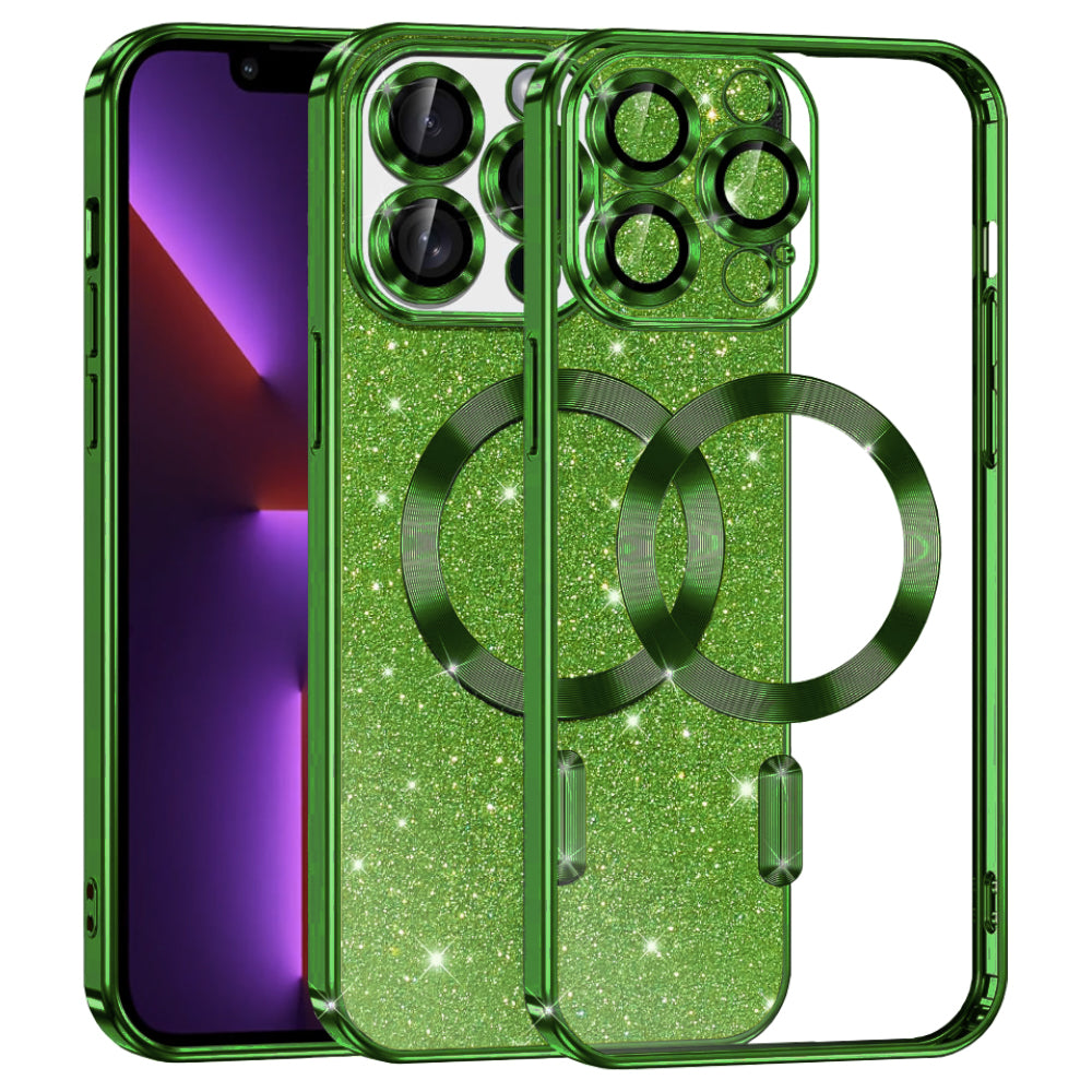 Husă Techsuit Luxury Glitter MagSafe iPhone 13 Pro – Verde închis – imagine 2