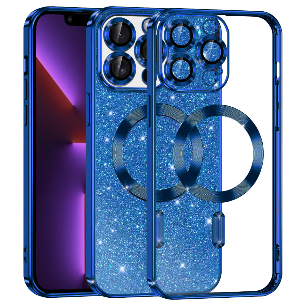 Husă Techsuit Luxury Glitter MagSafe iPhone 13 Pro – Albastru închis – imagine 1