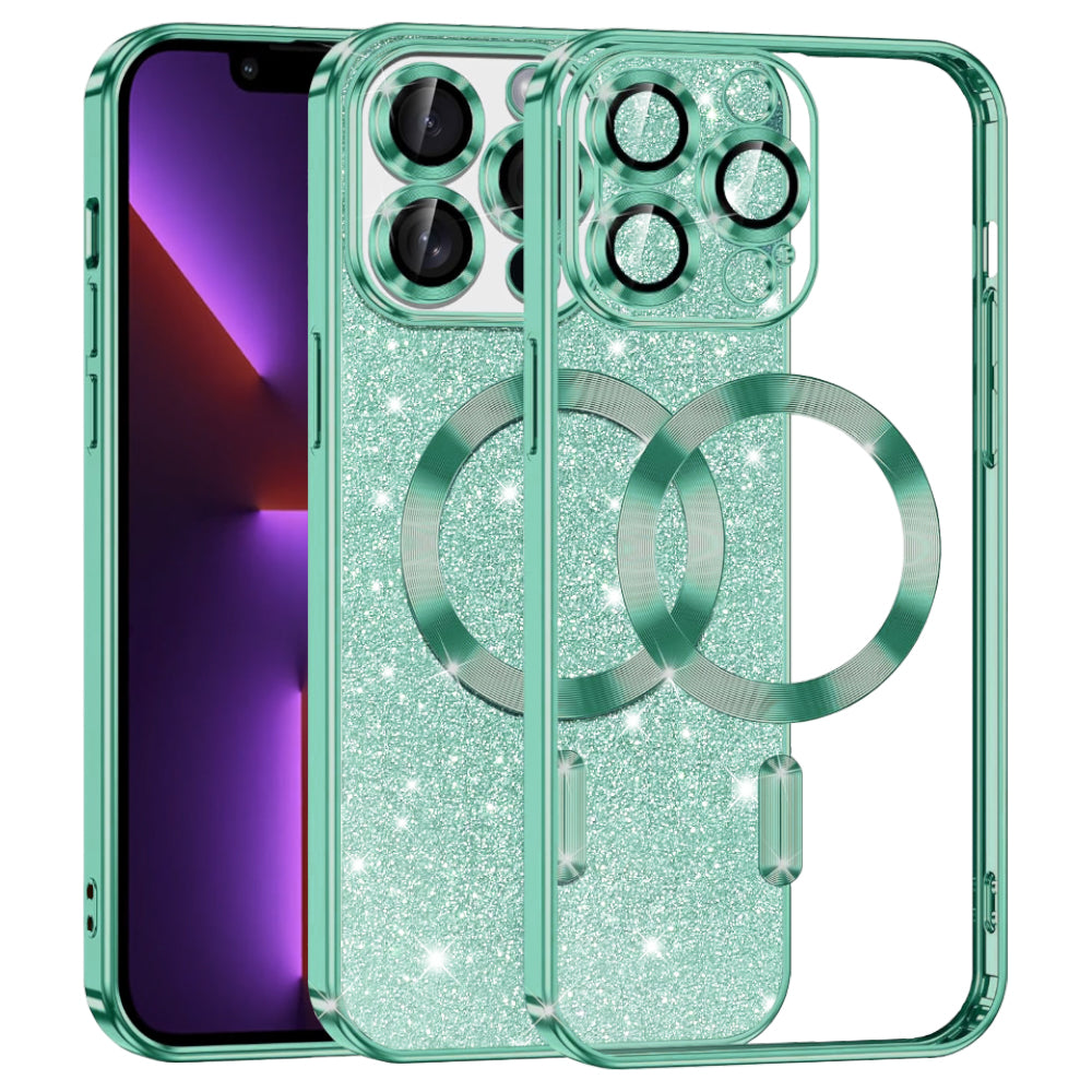 Husă Techsuit Luxury Glitter MagSafe iPhone 13 Pro – Verde deschis – imagine 3