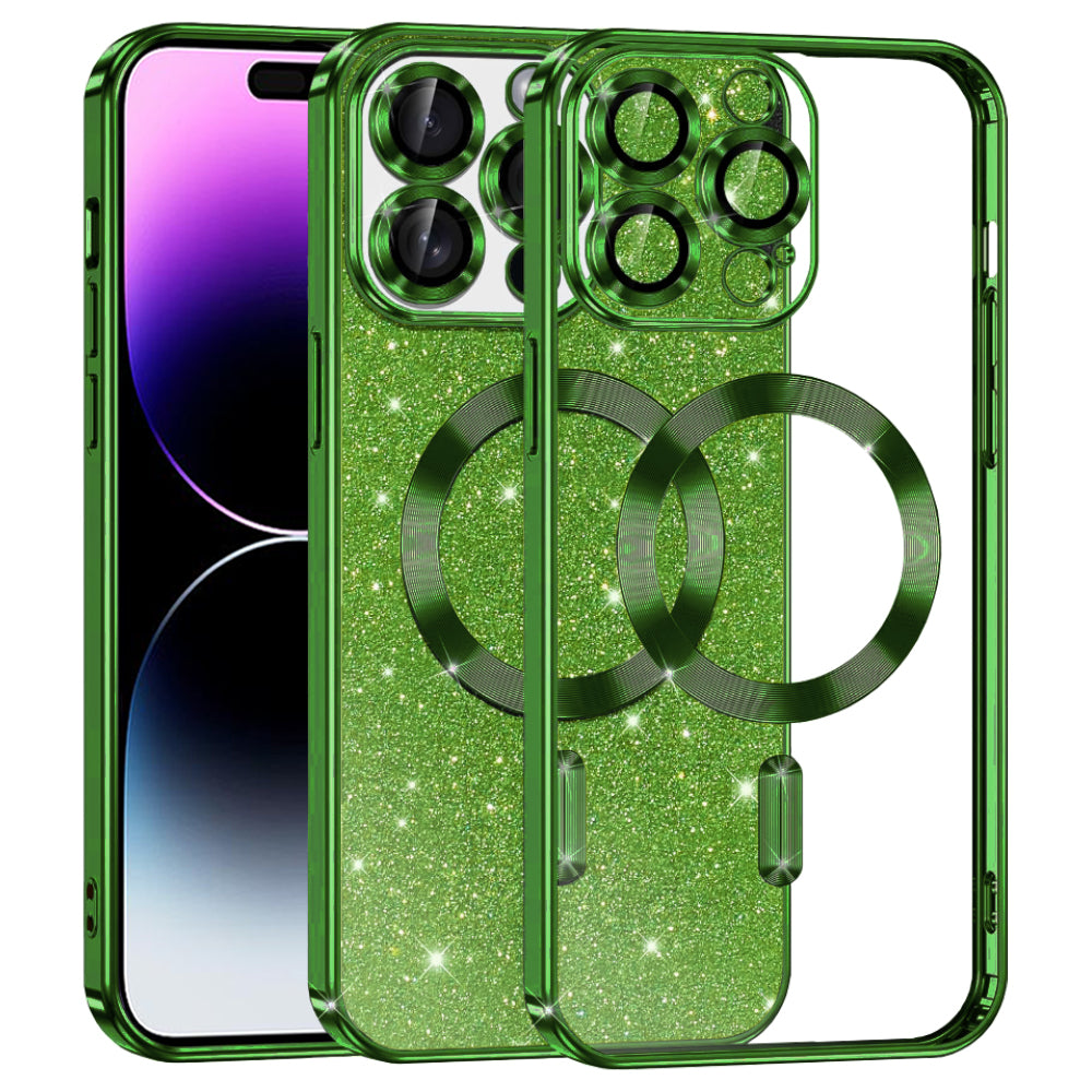 Husă Techsuit Luxury Glitter MagSafe iPhone 14 Pro Max – Verde închis – imagine 2