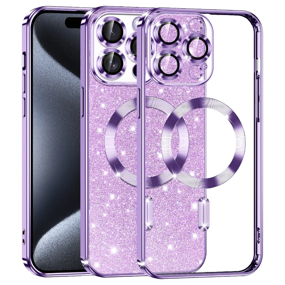 Husă Techsuit Luxury Glitter MagSafe iPhone 15 Pro – Mov deschis – imagine 3