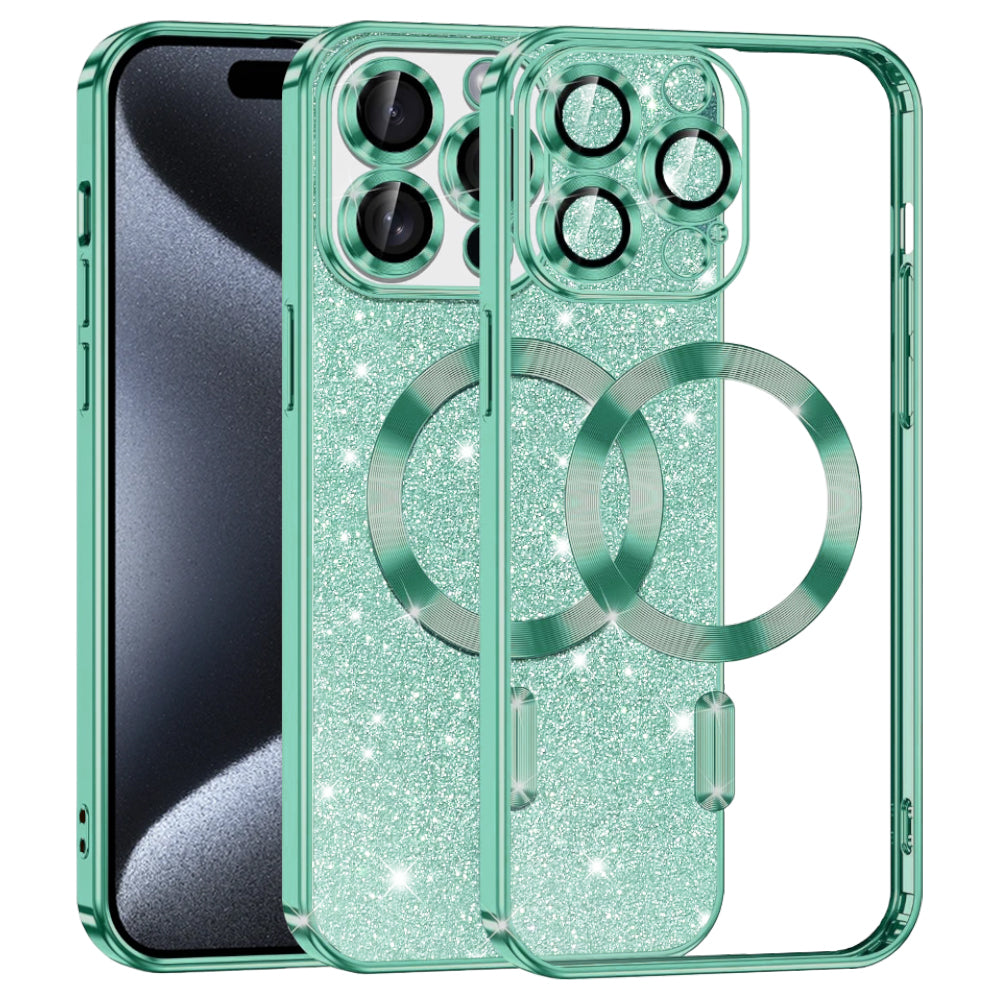 Husă Techsuit Luxury Glitter MagSafe iPhone 15 Pro – Verde deschis – imagine 2