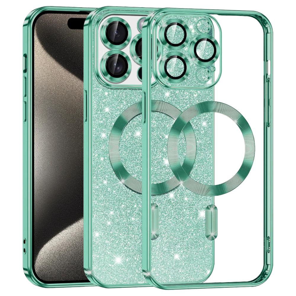 Husă Techsuit Luxury Glitter MagSafe iPhone 15 Pro Max – Verde deschis – imagine 4