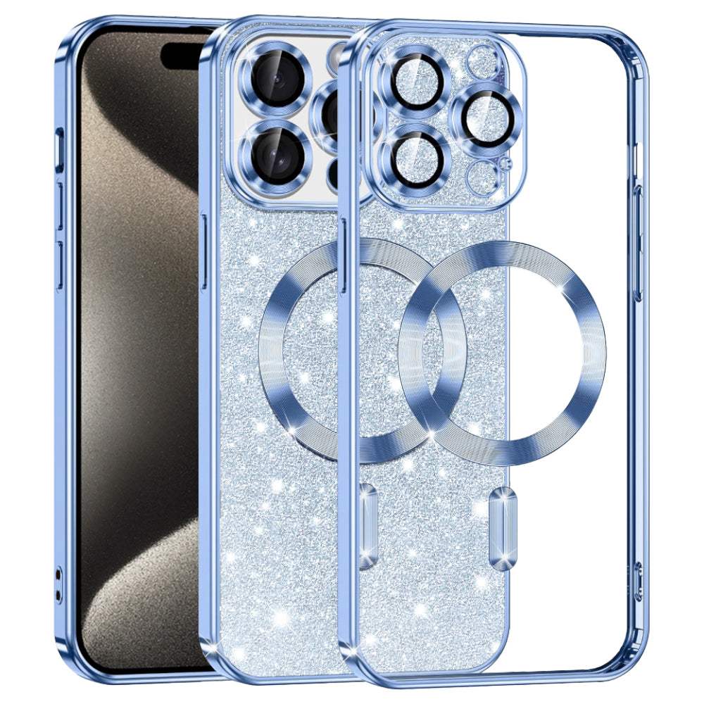 Husă Techsuit Luxury Glitter MagSafe iPhone 15 Pro Max – Albastru deschis – imagine 9