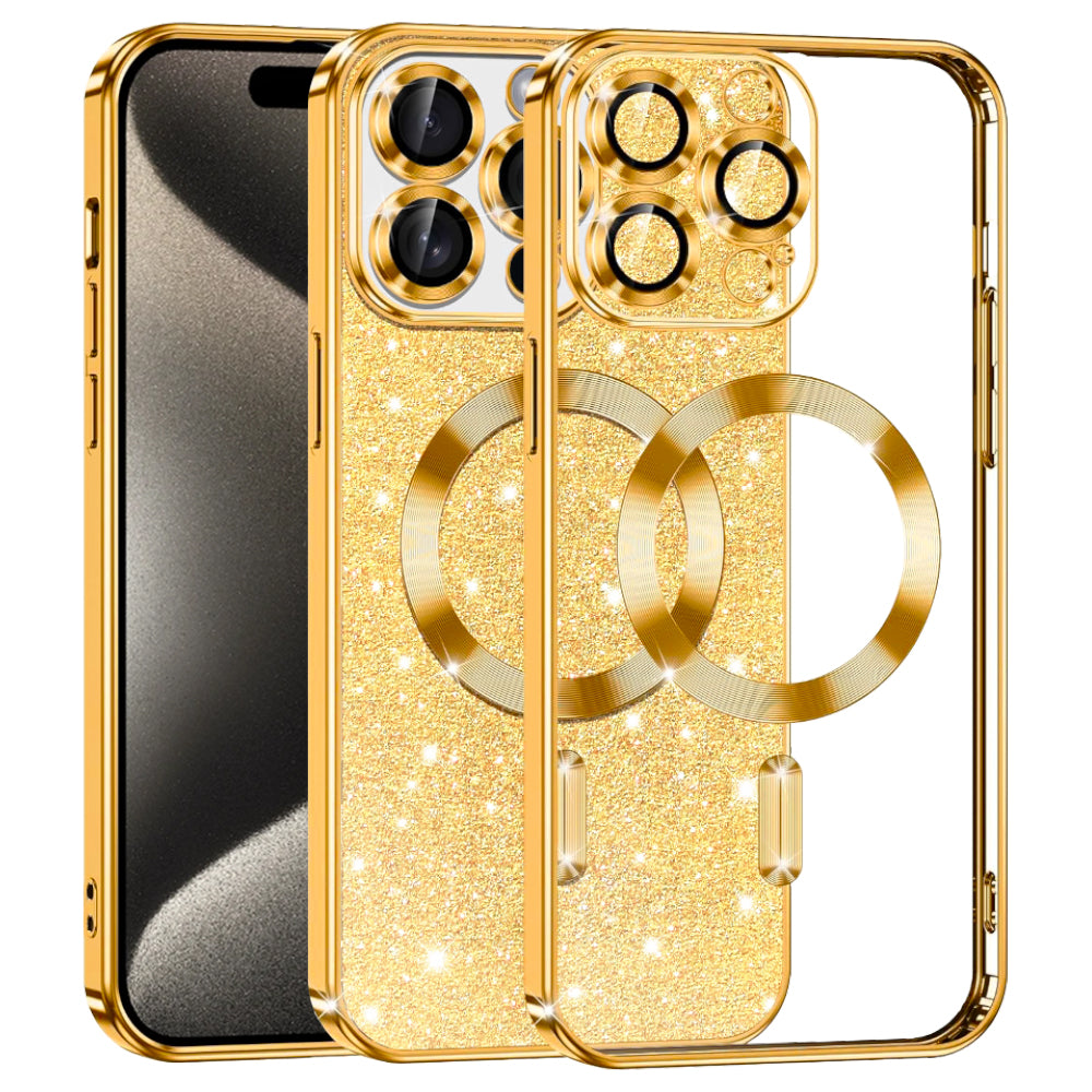 Husă Techsuit Luxury Glitter MagSafe iPhone 15 Pro Max – Auriu – imagine 3