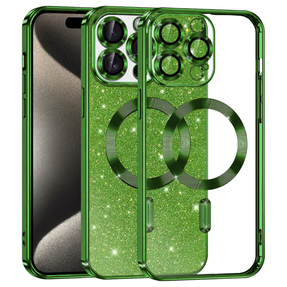 Husă Techsuit Luxury Glitter MagSafe iPhone 15 Pro Max – Verde închis – imagine 7