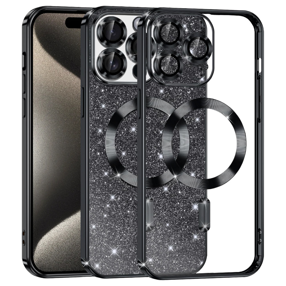 Husă Techsuit Luxury Glitter MagSafe iPhone 15 Pro Max – Negru – imagine 2
