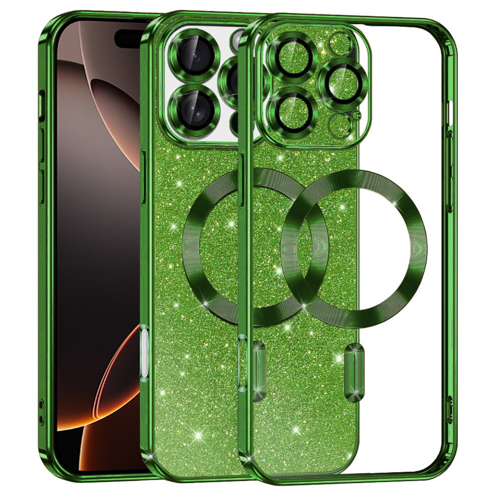 Husă Techsuit Luxury Glitter MagSafe iPhone 16 Pro – Verde închis – imagine 10