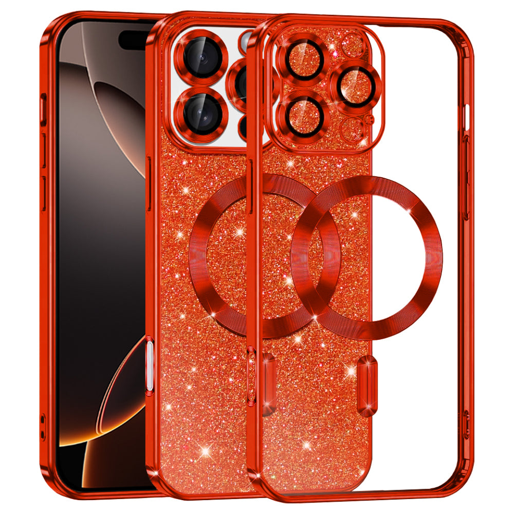 Husă Techsuit Luxury Glitter MagSafe iPhone 16 Pro – Roșu – imagine 3