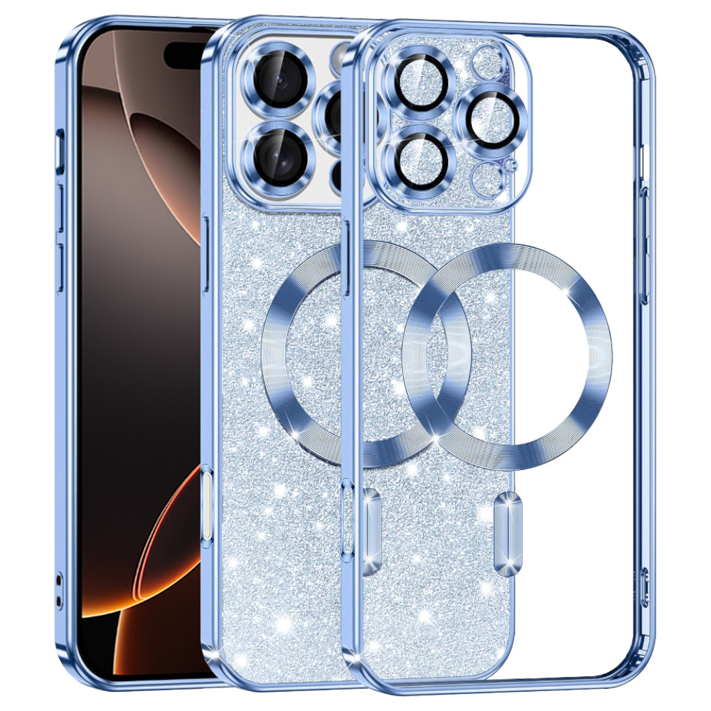 Husă Techsuit Luxury Glitter MagSafe iPhone 16 Pro – Albastru deschis – imagine 5