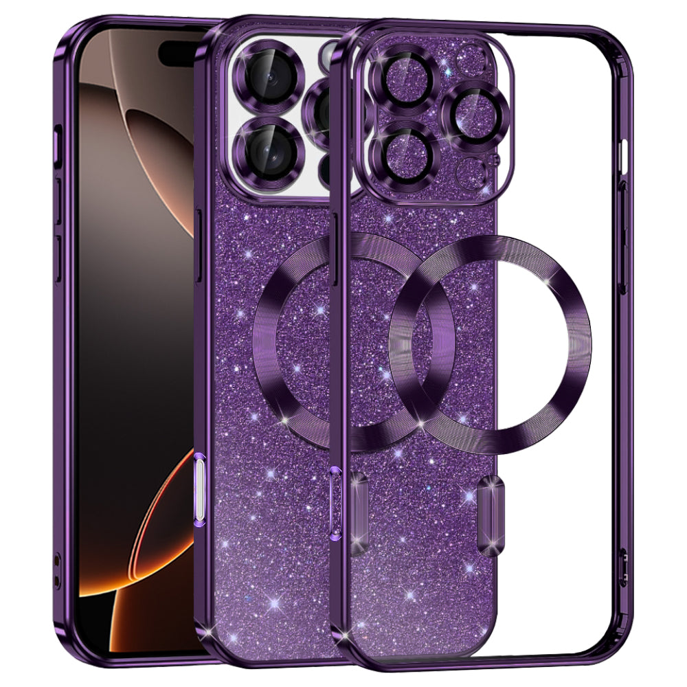 Husă Techsuit Luxury Glitter MagSafe iPhone 16 Pro – Mov închis – imagine 6