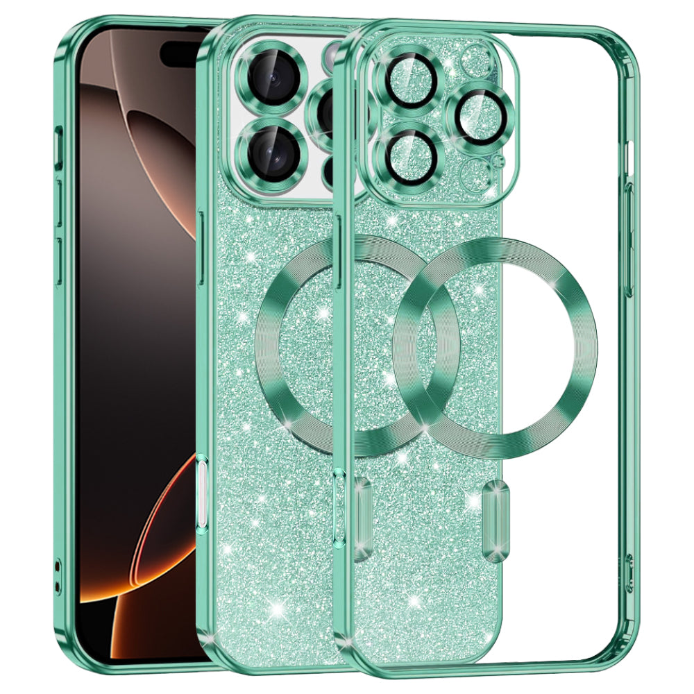 Husă Techsuit Luxury Glitter MagSafe iPhone 16 Pro – Verde deschis – imagine 4