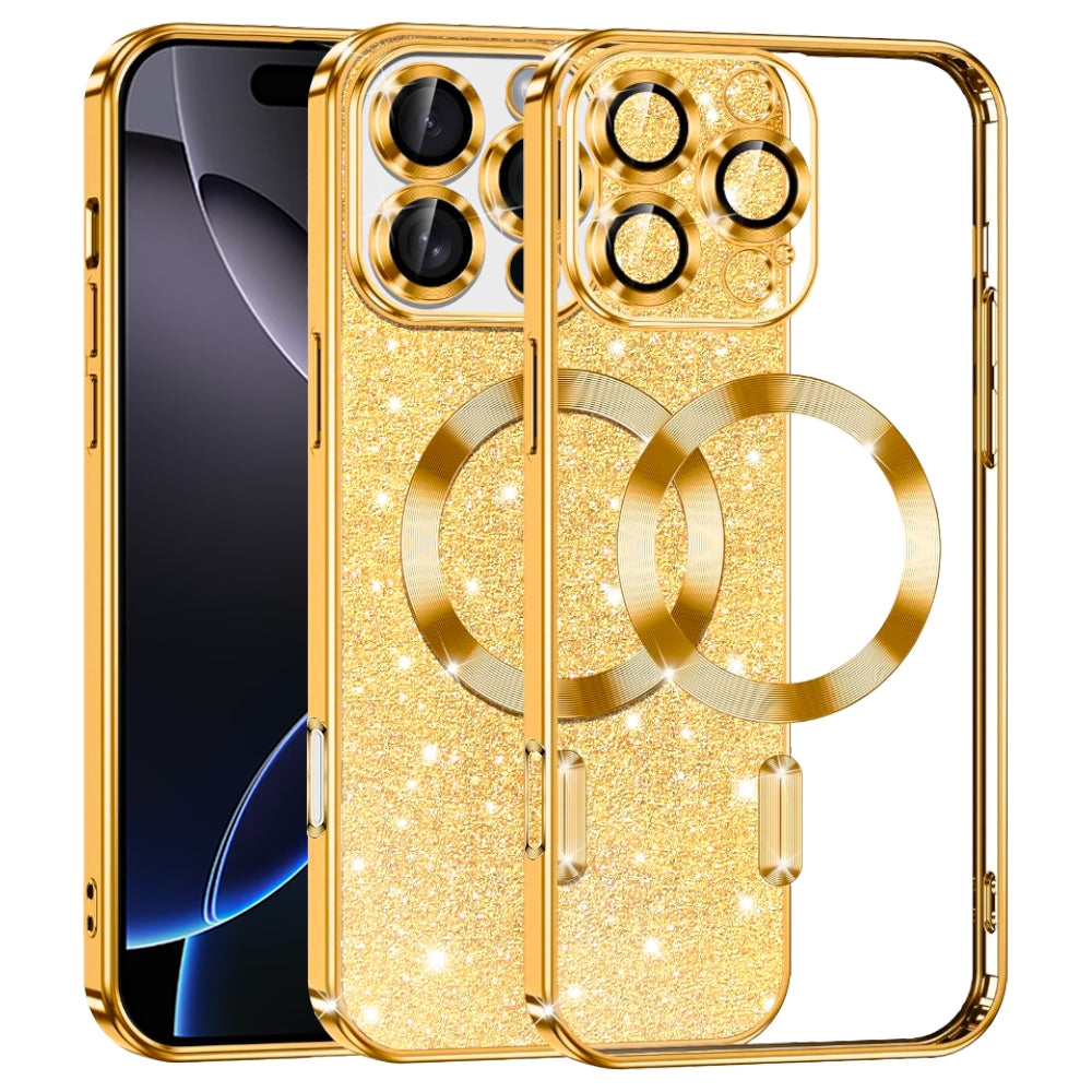 Husă Techsuit Luxury Glitter MagSafe iPhone 16 Pro Max – Auriu – imagine 4