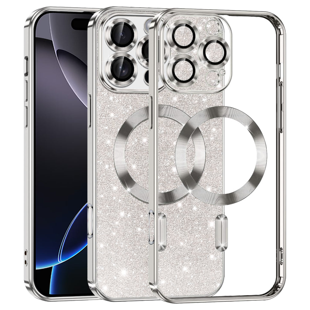 Husă Techsuit Luxury Glitter MagSafe iPhone 16 Pro Max – Argintiu – imagine 3