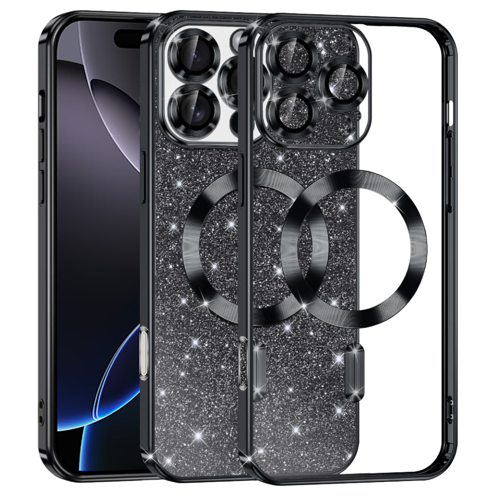 Husă Techsuit Luxury Glitter MagSafe iPhone 16 Pro Max – Negru – imagine 2