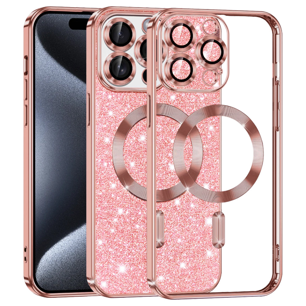 Husă Techsuit Luxury Glitter MagSafe iPhone 15 Pro – Auriu roz – imagine 4