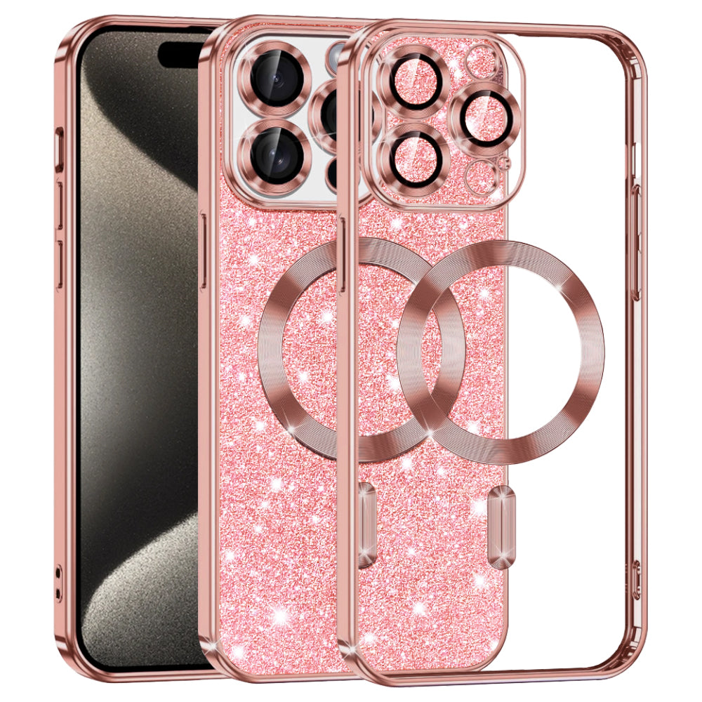 Husă Techsuit Luxury Glitter MagSafe iPhone 15 Pro Max – Auriu roz – imagine 5