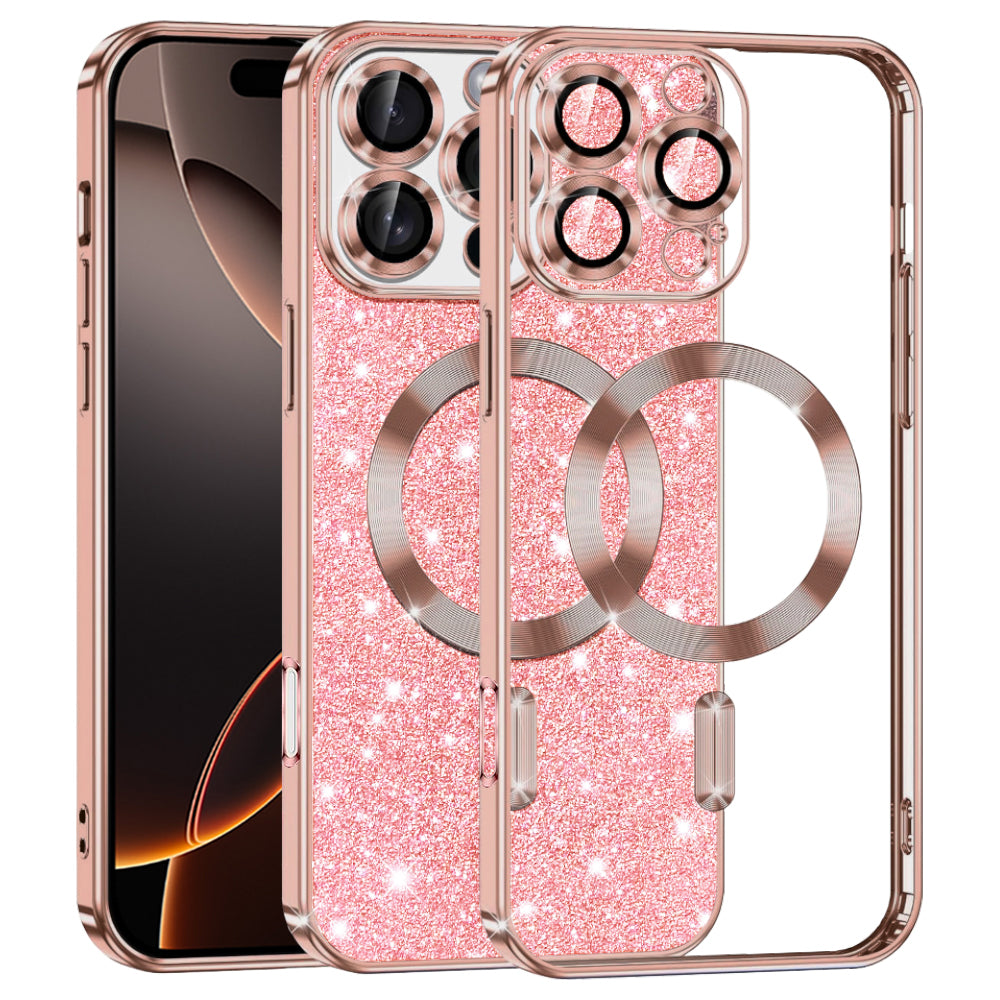 Husă Techsuit Luxury Glitter MagSafe iPhone 16 Pro – Auriu roz – imagine 8