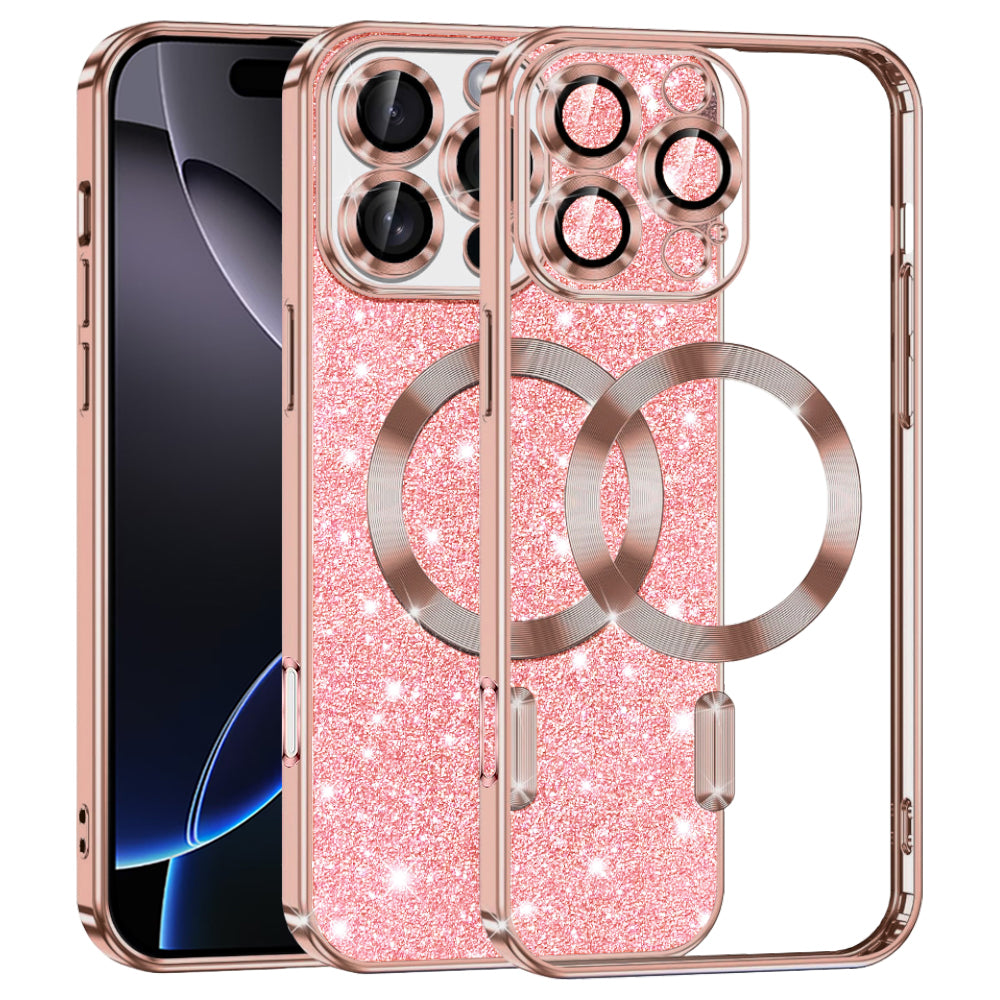 Husă Techsuit Luxury Glitter MagSafe iPhone 16 Pro Max – Auriu roz – imagine 11